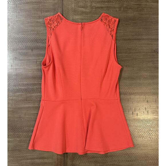 NWT New York & Company Red Lace Peplum Holiday Top Sleeveless Blouse Medium NEW - Picture 14 of 15
